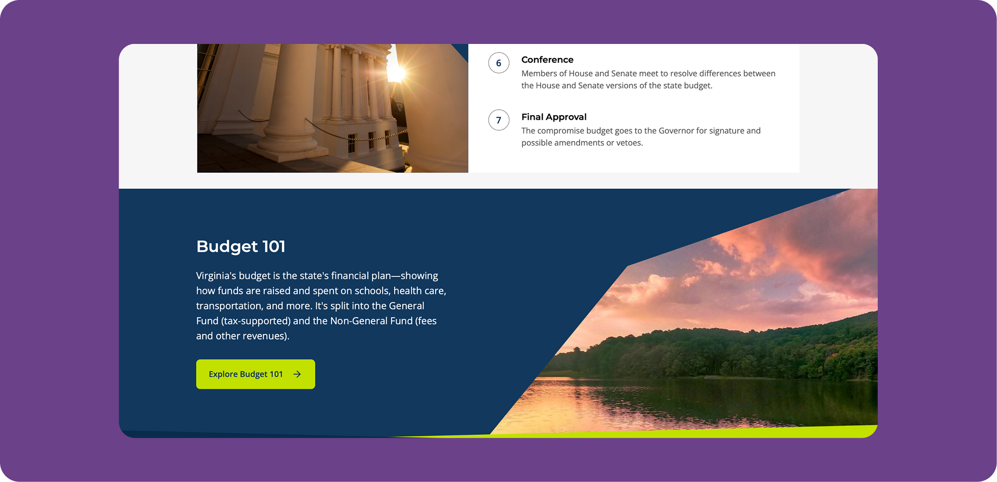 Screenshot of Virginia General Assembly website as seen on desktop.